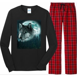 Wolf Moon Forest Wilderness  Long Sleeve Pajama Set