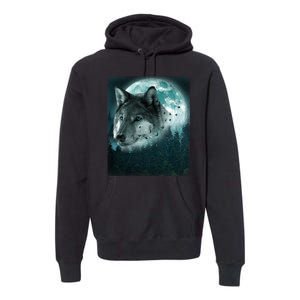 Wolf Moon Forest Wilderness  Premium Hoodie