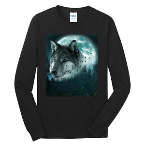 Wolf Moon Forest Wilderness  Tall Long Sleeve T-Shirt