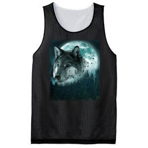 Wolf Moon Forest Wilderness  Mesh Reversible Basketball Jersey Tank