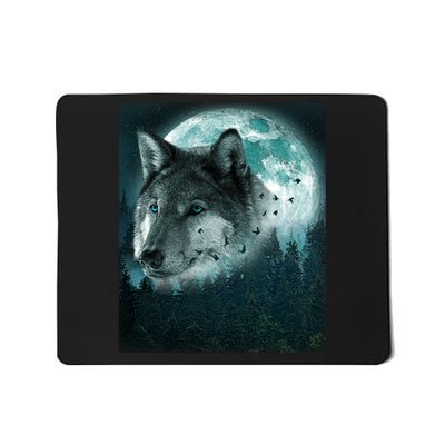 Wolf Moon Forest Wilderness  Mousepad