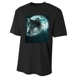 Wolf Moon Forest Wilderness  Performance Sprint T-Shirt