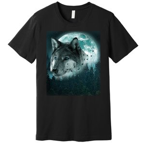 Wolf Moon Forest Wilderness  Premium T-Shirt