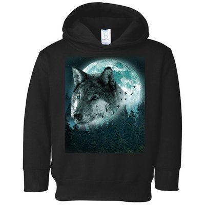 Wolf Moon Forest Wilderness  Toddler Hoodie
