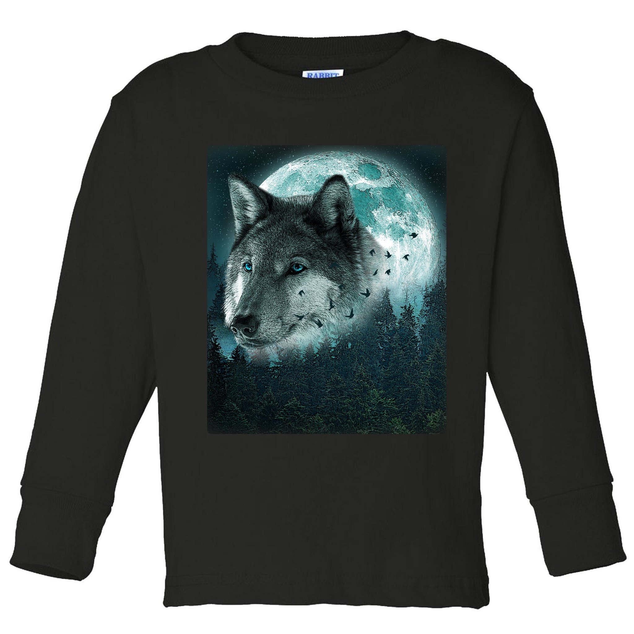 Wolf Moon Forest Wilderness  Toddler Long Sleeve Shirt