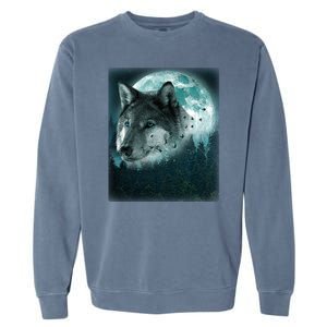 Wolf Moon Forest Wilderness  Garment-Dyed Sweatshirt