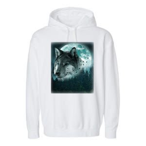 Wolf Moon Forest Wilderness  Garment-Dyed Fleece Hoodie