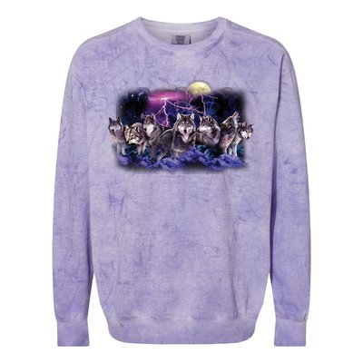 Wolf Night Hunt Colorblast Crewneck Sweatshirt