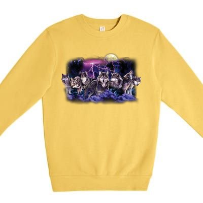 Wolf Night Hunt Premium Crewneck Sweatshirt