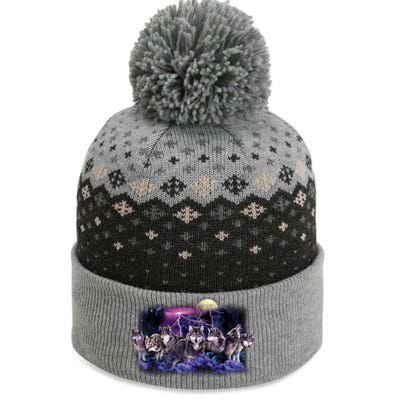 Wolf Night Hunt The Baniff Cuffed Pom Beanie