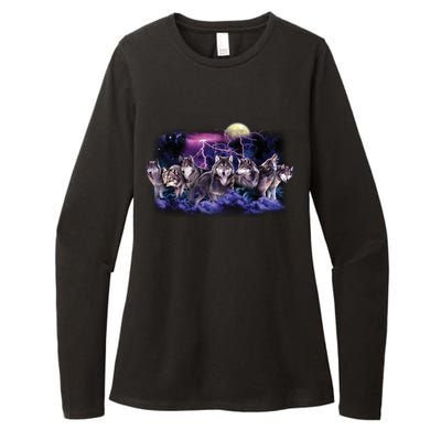 Wolf Night Hunt Womens CVC Long Sleeve Shirt