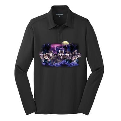 Wolf Night Hunt Silk Touch Performance Long Sleeve Polo