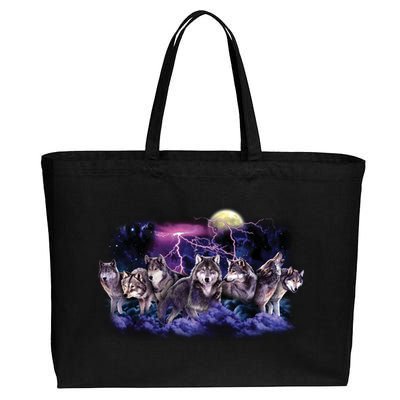 Wolf Night Hunt Cotton Canvas Jumbo Tote