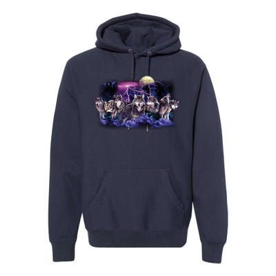 Wolf Night Hunt Premium Hoodie