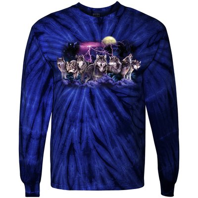 Wolf Night Hunt Tie-Dye Long Sleeve Shirt