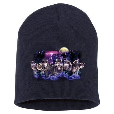 Wolf Night Hunt Short Acrylic Beanie