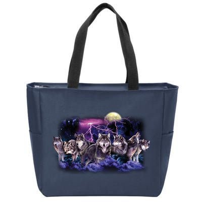 Wolf Night Hunt Zip Tote Bag