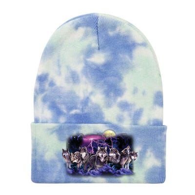 Wolf Night Hunt Tie Dye 12in Knit Beanie