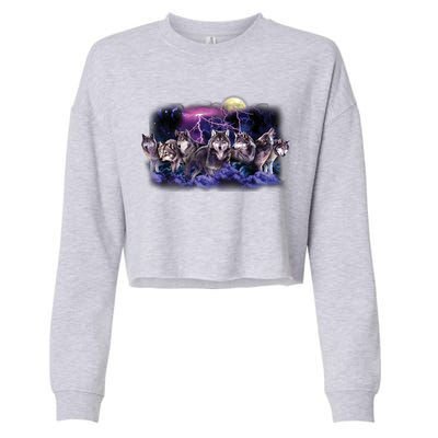 Wolf Night Hunt Cropped Pullover Crew