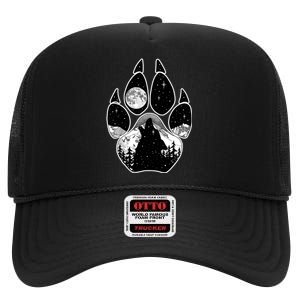 Wolf Paw Moon Howl High Crown Mesh Back Trucker Hat