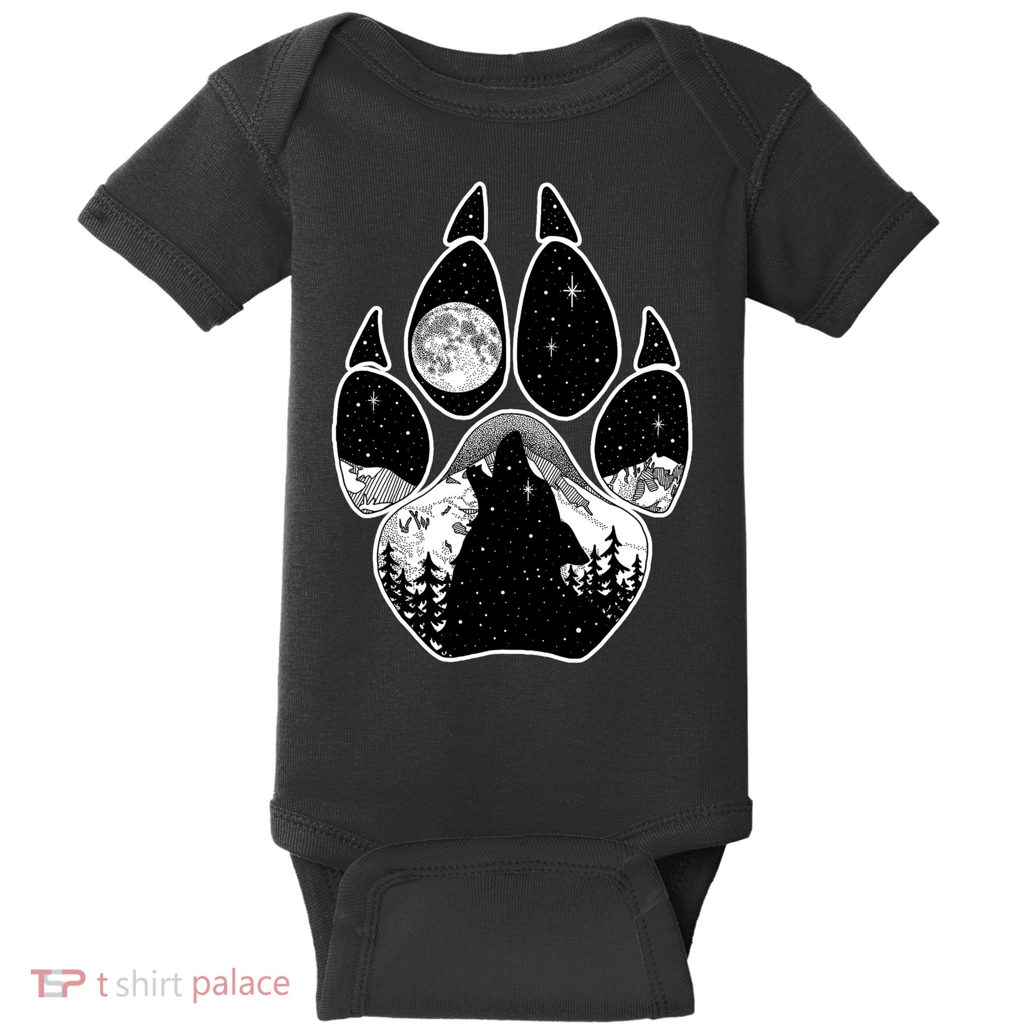 Wolf Paw Moon Howl Baby Bodysuit