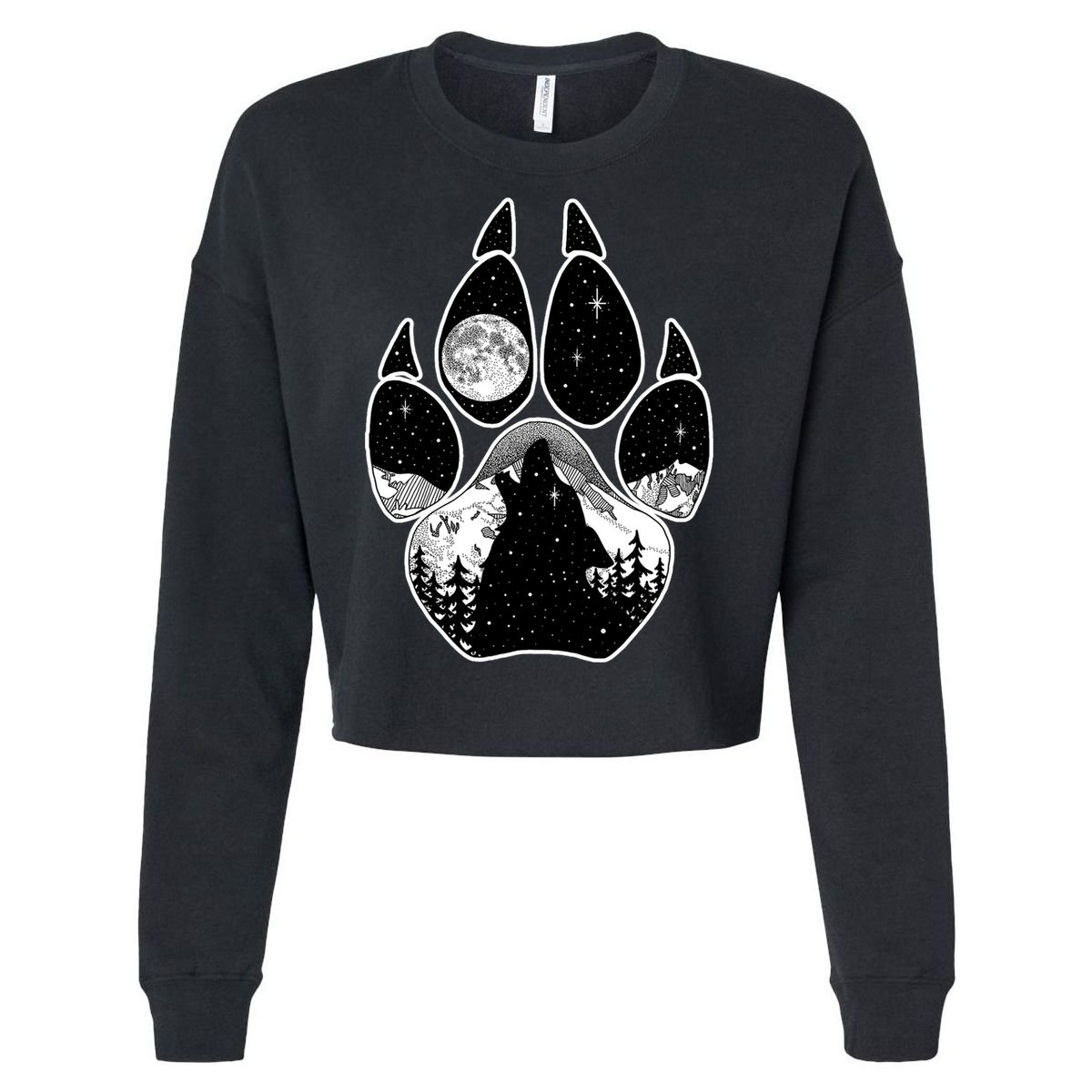 Wolf Paw Moon Howl Cropped Pullover Crew