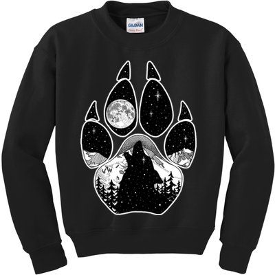 Wolf Paw Moon Howl Kids Sweatshirt