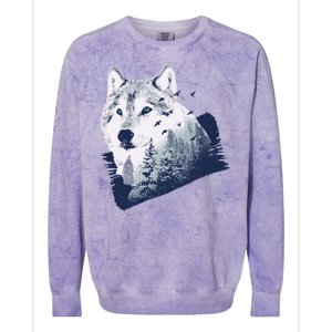 Wolf Wilderness Forest Colorblast Crewneck Sweatshirt