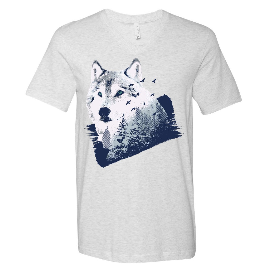 Wolf Wilderness Forest V-Neck T-Shirt