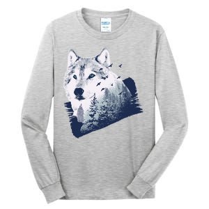 Wolf Wilderness Forest Tall Long Sleeve T-Shirt