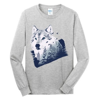 Wolf Wilderness Forest Tall Long Sleeve T-Shirt
