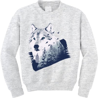Wolf Wilderness Forest Kids Sweatshirt