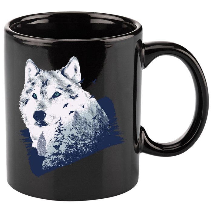 Wolf Wilderness Forest 11oz C Handle Ceramic Mug