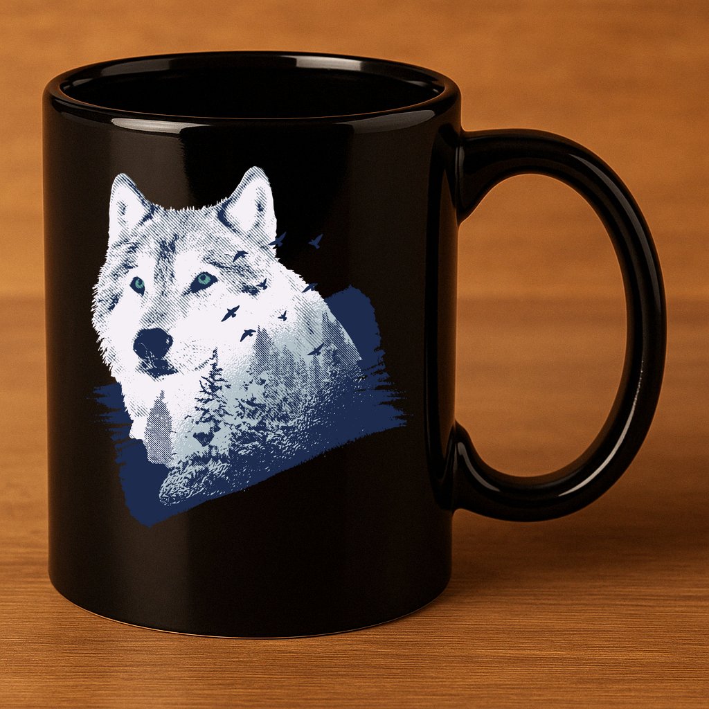 Wolf Wilderness Forest 11oz C Handle Ceramic Mug