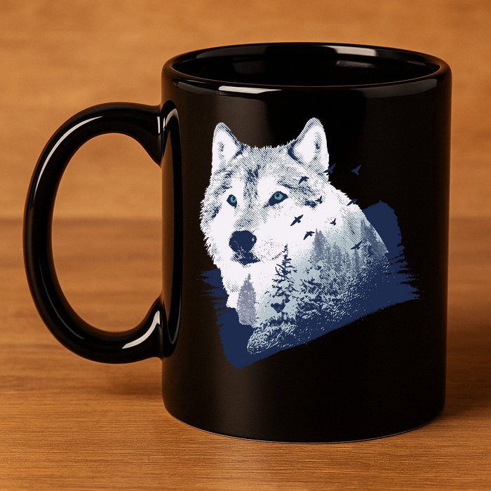 Wolf Wilderness Forest 11oz C Handle Ceramic Mug