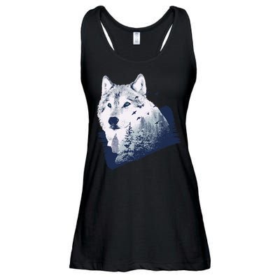 Wolf Wilderness Forest Ladies Essential Flowy Tank