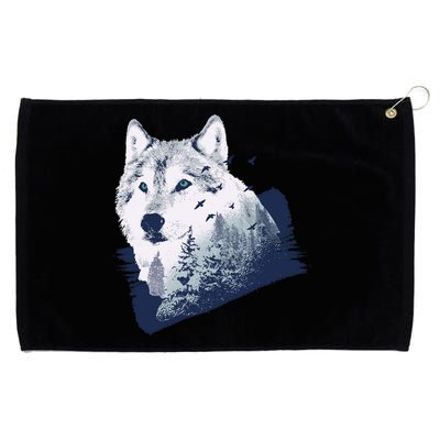 Wolf Wilderness Forest Grommeted Golf Towel