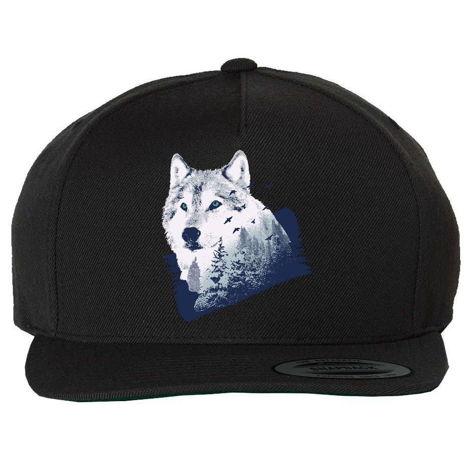 Wolf Wilderness Forest Wool Snapback Cap