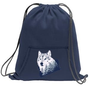 Wolf Wilderness Forest Sweatshirt Cinch Pack Bag