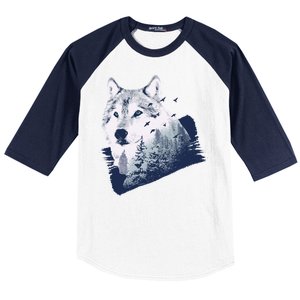 Wolf Wilderness Forest Baseball Sleeve Shirt