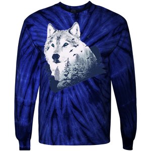 Wolf Wilderness Forest Tie-Dye Long Sleeve Shirt