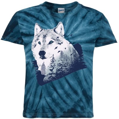 Wolf Wilderness Forest Kids Tie-Dye T-Shirt