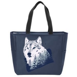 Wolf Wilderness Forest Zip Tote Bag