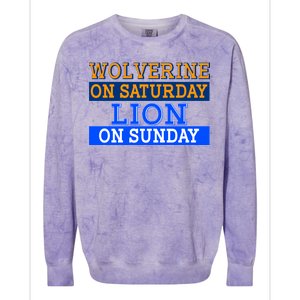 Wolverine On Saturday Lion on Sunday Sports Fan Colorblast Crewneck Sweatshirt