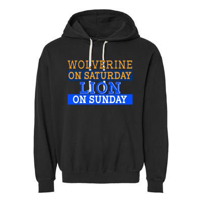 Wolverine On Saturday Lion on Sunday Sports Fan Garment-Dyed Fleece Hoodie