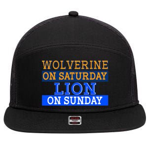 Wolverine On Saturday Lion on Sunday Sports Fan 7 Panel Mesh Trucker Snapback Hat