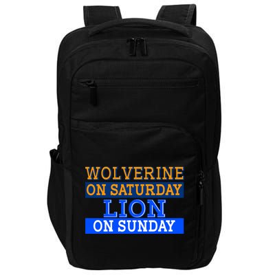 Wolverine On Saturday Lion on Sunday Sports Fan Impact Tech Backpack