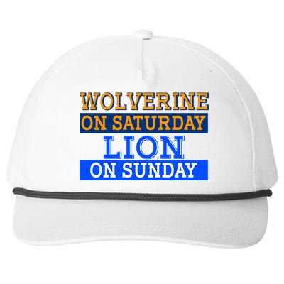 Wolverine On Saturday Lion on Sunday Sports Fan Snapback Five-Panel Rope Hat