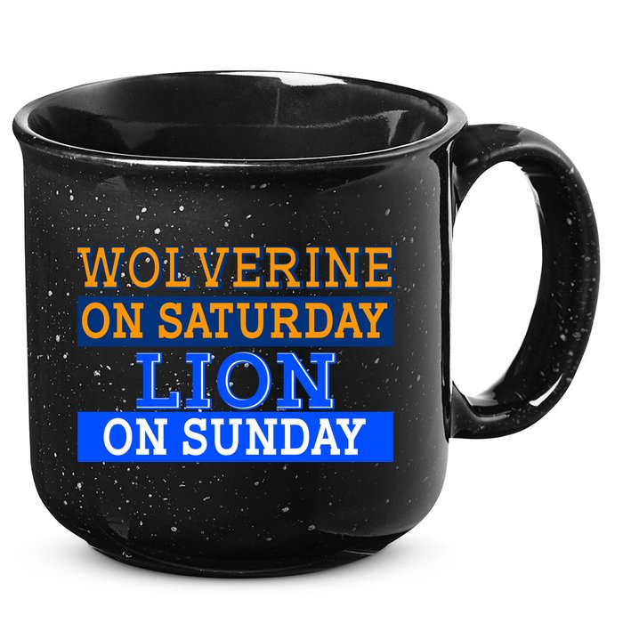 Wolverine On Saturday Lion on Sunday Sports Fan 15oz Campfire Ceramic Mug