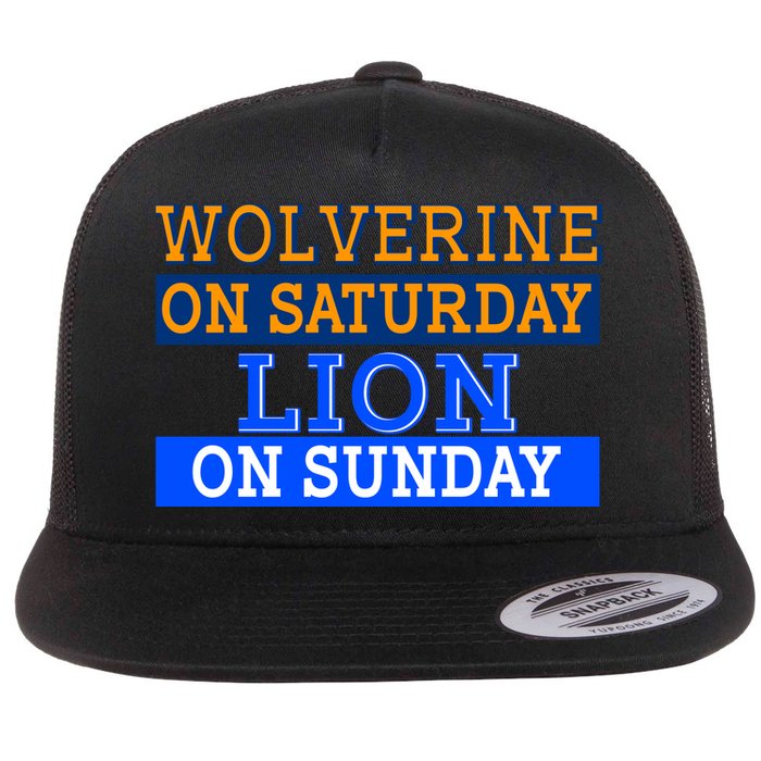 Wolverine On Saturday Lion on Sunday Sports Fan Flatbill Hat